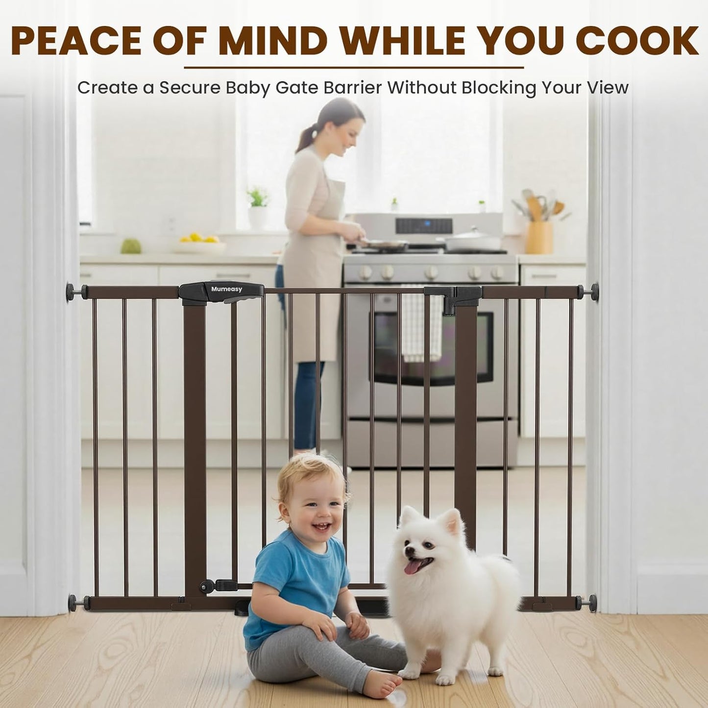 Mumeasy 36" High Extra Tall Dog Gate, 29.6"-40.5" Wide Pressure Mounted Tall Baby Gate for Dog, Auto Close Pet Gate with Door for Stairs,Doorways,House,Black