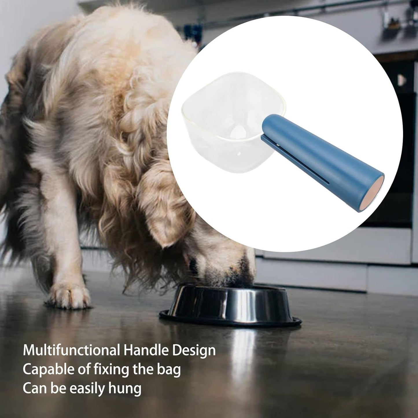 Transparent Pet Food Scoop with Clip Handle, 250 ml Capacity, Easy to Clean Dog Food Scoop (White)