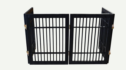 Urnporium Freestanding Wooden Dog Gate for Doorways – Foldable Acacia Wood Pet Gate, No Drill Portable Indoor/Outdoor Puppy Fence Barrier (White Pet Gate, 3 Panel 24" Tall)