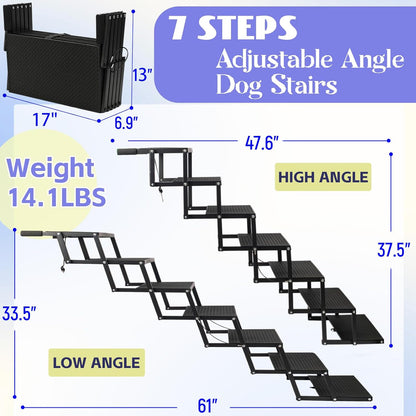 Dog Steps for Car and Truck,25.6" H Foldable Dog Stairs for Large Dogs, Lightweight Pet Stairs Supports Up to 350 lbs, 5 Steps