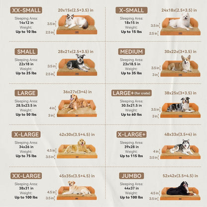 Large Dog Bed Orthopedic Washable - Beds Bolster - Medium XL XLarge Big Dogs - Memory Foam Couch Sofa - Waterproof with Removable Cover