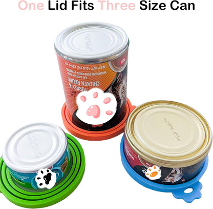 4 Pack Pet Food Can Cover Silicone Can Lids for Dog and Cat Food(Universal Size, One fit 3 Standard Size Food Cans)