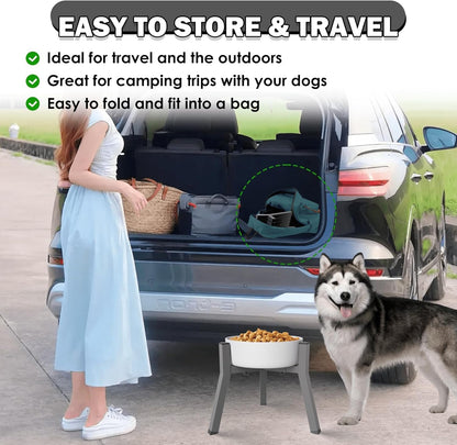 Elevated Dog Bowls for Large and Extra Large Dogs, Adjustable Width Dog Bowl Stand for 7-10.6" Wide Bowls, Food and Water Feeder, 13.7 in Tall Single Holder (Bowl Not Included)