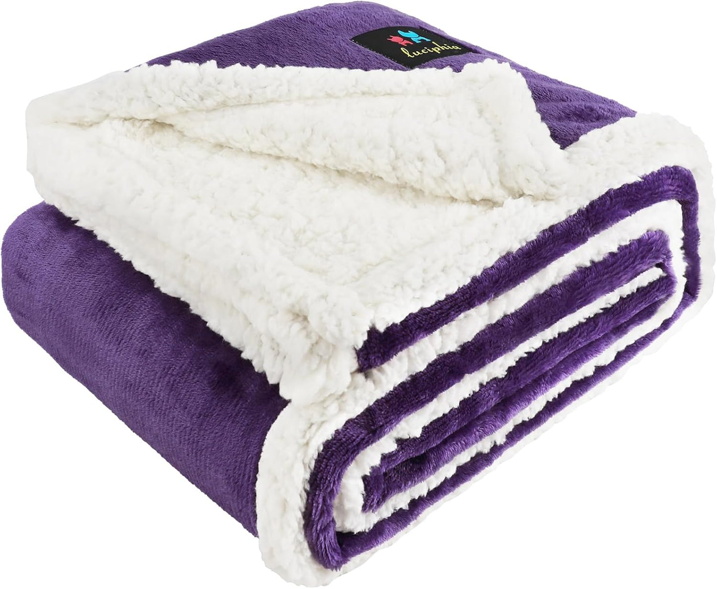 Luciphia Waterproof Bed Blanket Washable,Soft Sherpa Fleece Puppy Reversible Throw Blankets for Small Dog Cat,Furniture Cover Protector Couch Bed from Liquid Pee and Pet Fur, Light Grey, 40" x 28"