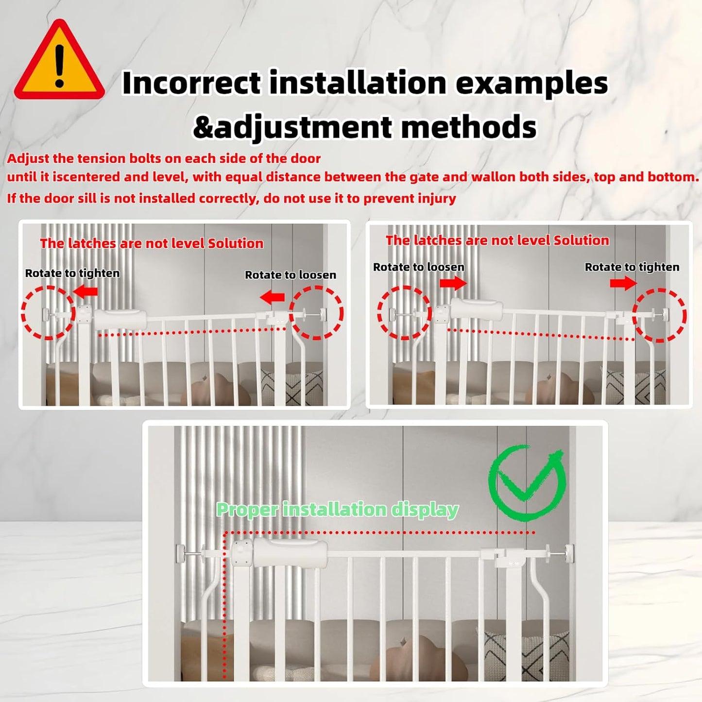 Extra Wide Baby Gate with Door, 52.76~62.2 Inch Wide Presure Mounted No Drill Metal Auto Close Child Gate for Stair Doorway - Indoor Outdoor Safty Gate for Toddler Dog Doggie, Black