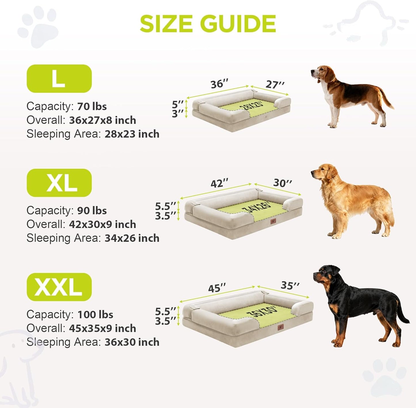 Extra Large Dog Bed, Orthopedic XL Washable Memory Foam Bed for Big Dogs Waterproof Pet Couch Sofa Bolster with Removable Cover, Non-Slip Bottom, Tennis Ball Toy, 42x30