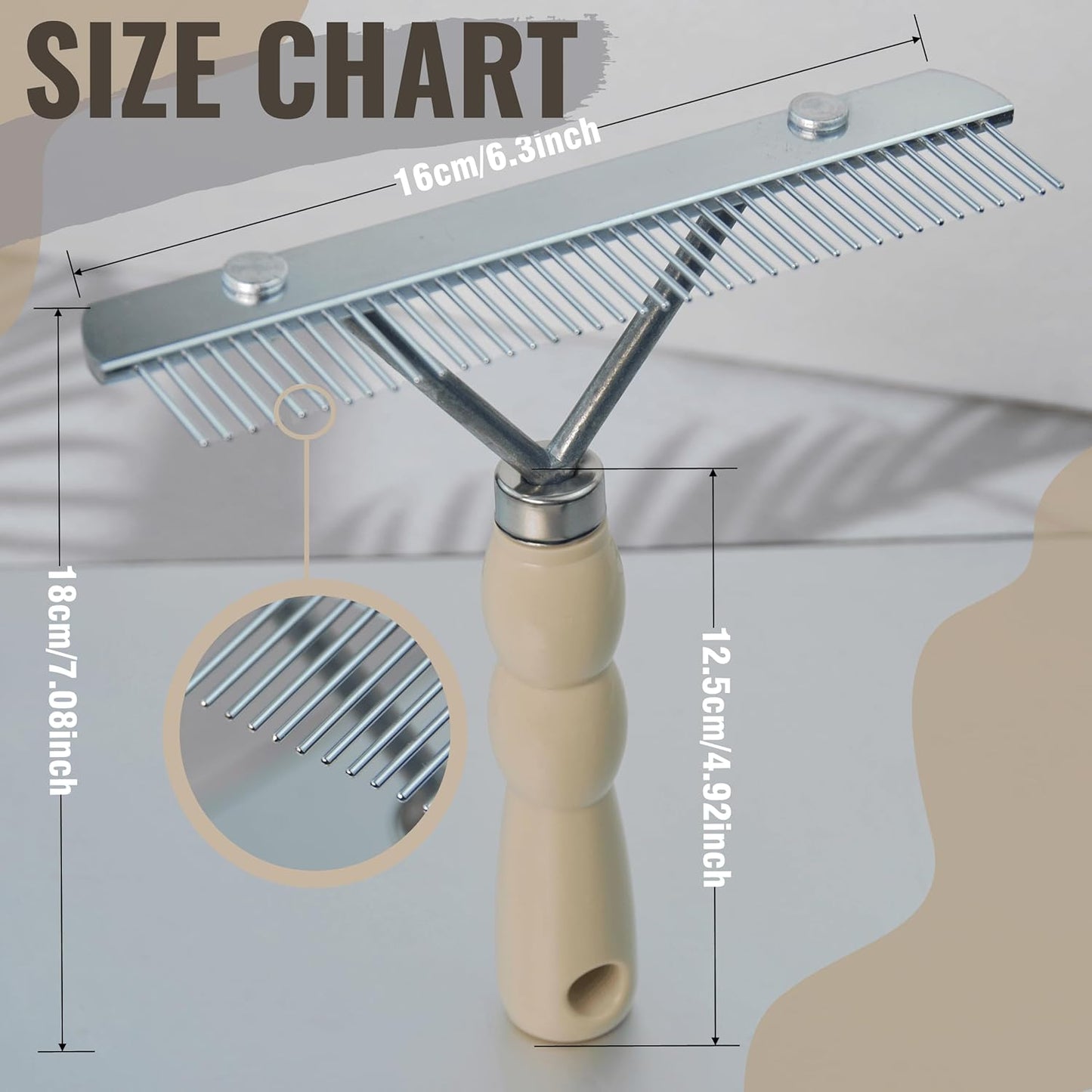 Undercoat Rake for Dogs, Grooming Rakes Brushes for Shedding Long Hair Coats Husky, German Shepherd, Golden Retriever, Long Tooth Removes Loose Hair Tangles