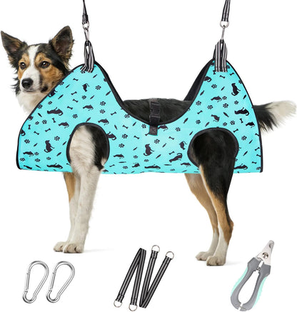 ATESON Pet Grooming Hammock with Nail Clippers/Nail Trimmers/Grooming Scissors, Dog Grooming Harness for Nail Trimming, Pet Grooming Sling Helper