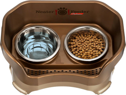 Neater Pet Brands Neater Feeder Deluxe Mess Proof Dog Bowls Elevated for Large Dogs Over 40 lbs, Made in USA, No Spill Raised Dog Food Bowl Stand Feeding Station, Food and Water Bowl Set, Black