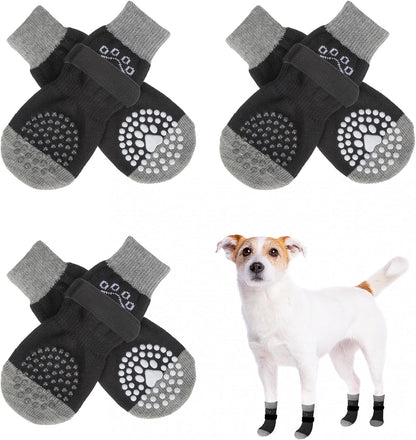 SCENEREAL 6Pcs Anti Slip Dog Socks to Prevent Licking Paws for Hot/Cold Pavement, Dog Grippy Socks for Hardwood Floors, Dog Shoes for Boots & Paw Protectors for Puppy Small Medium Large Senior Dogs