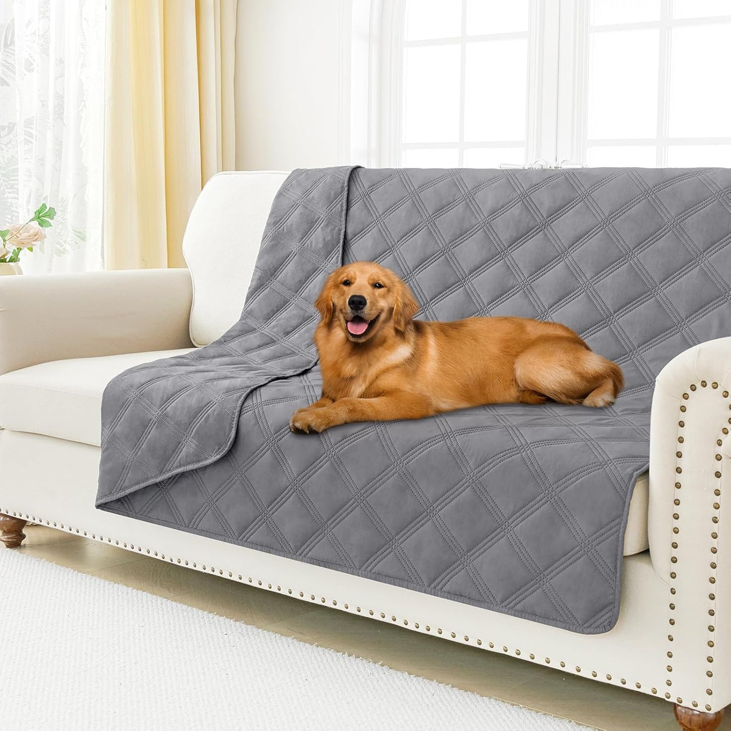 Smiry Waterproof Dog Bed Cover Blanket 30x70, Soft Reversible Pet Blanket, Washable Leakproof Cats Dogs Couch Cover for Sofa, Couch, Furniture, Grey/Dark Grey