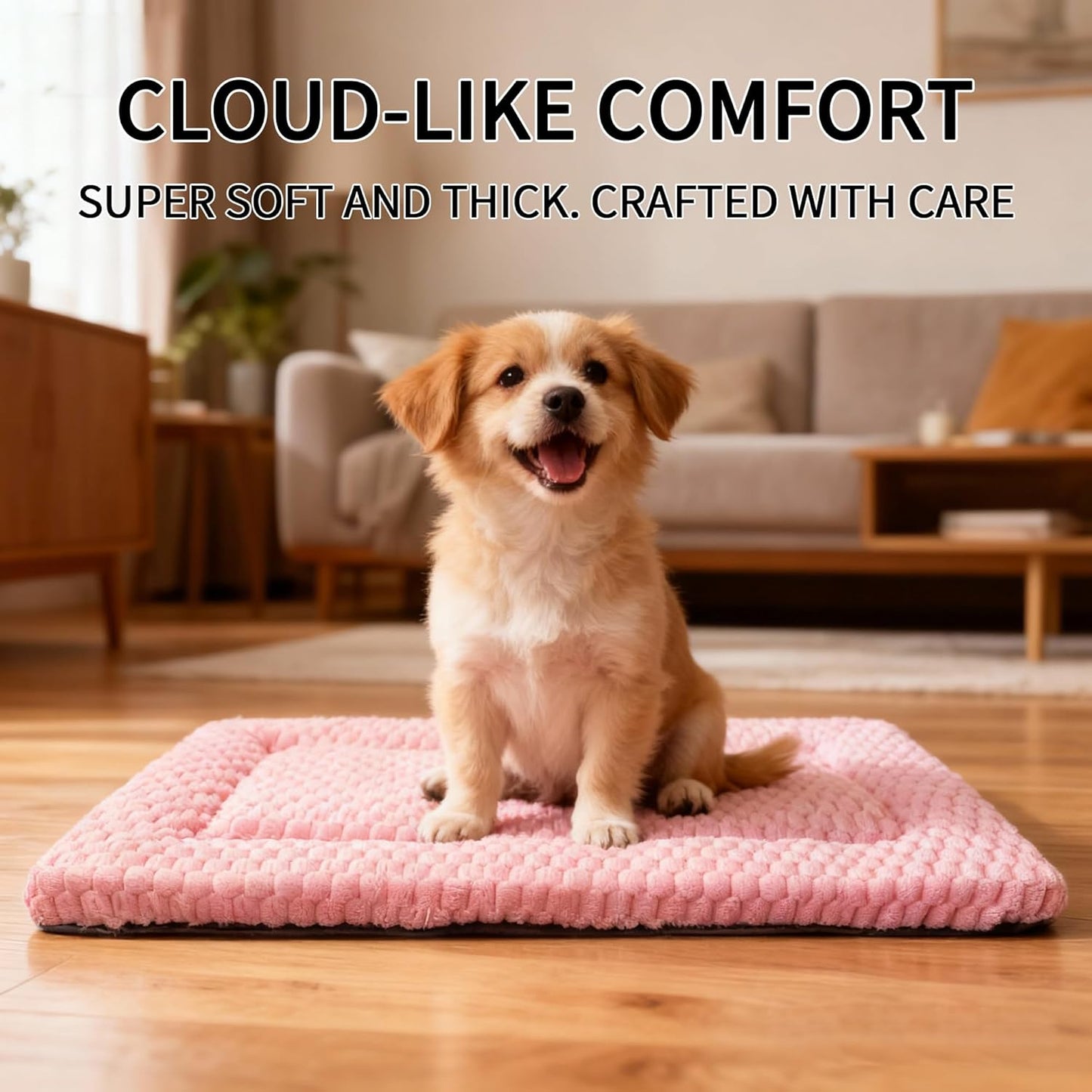 Dog Bed Mat, Reversible Crate Pad & Cute Dog Bed - Machine Washable Kennel Mat with Ultra Soft for Small Dogs (Cool/Warm), 24" x 18", Grey&Star