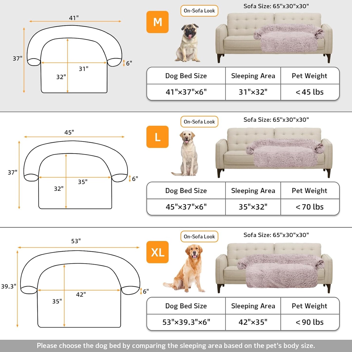 Calming Dog Bed Fluffy Plush Dog Mat for Furniture Protector with Removable Washable Cover for Large Medium Small Dogs and Cats (Large, Light Grey)