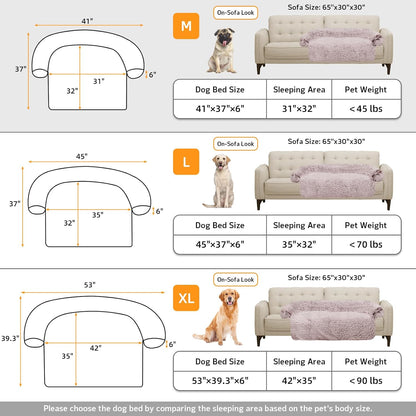 Calming Dog Bed Fluffy Plush Dog Mat for Furniture Protector with Removable Washable Cover for Large Medium Small Dogs and Cats (Large, Light Grey)