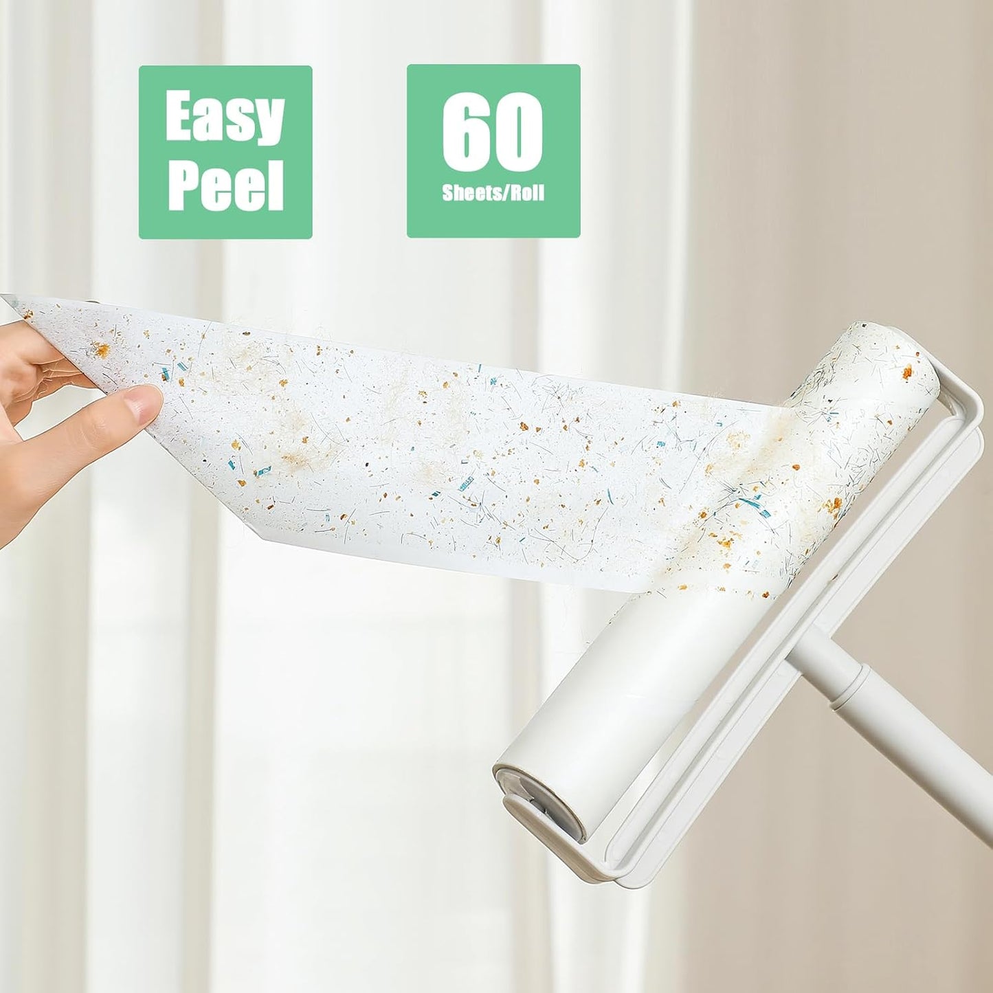 7.5 inch Lint Roller Refills Only, Pet Hair Remover Refills for Clothes Carpet Floor Couch, Extra Sticky Lint Brush Roller Refills, Pack of 5 Rolls, Total 300 Sheets (7.5'' Wide)