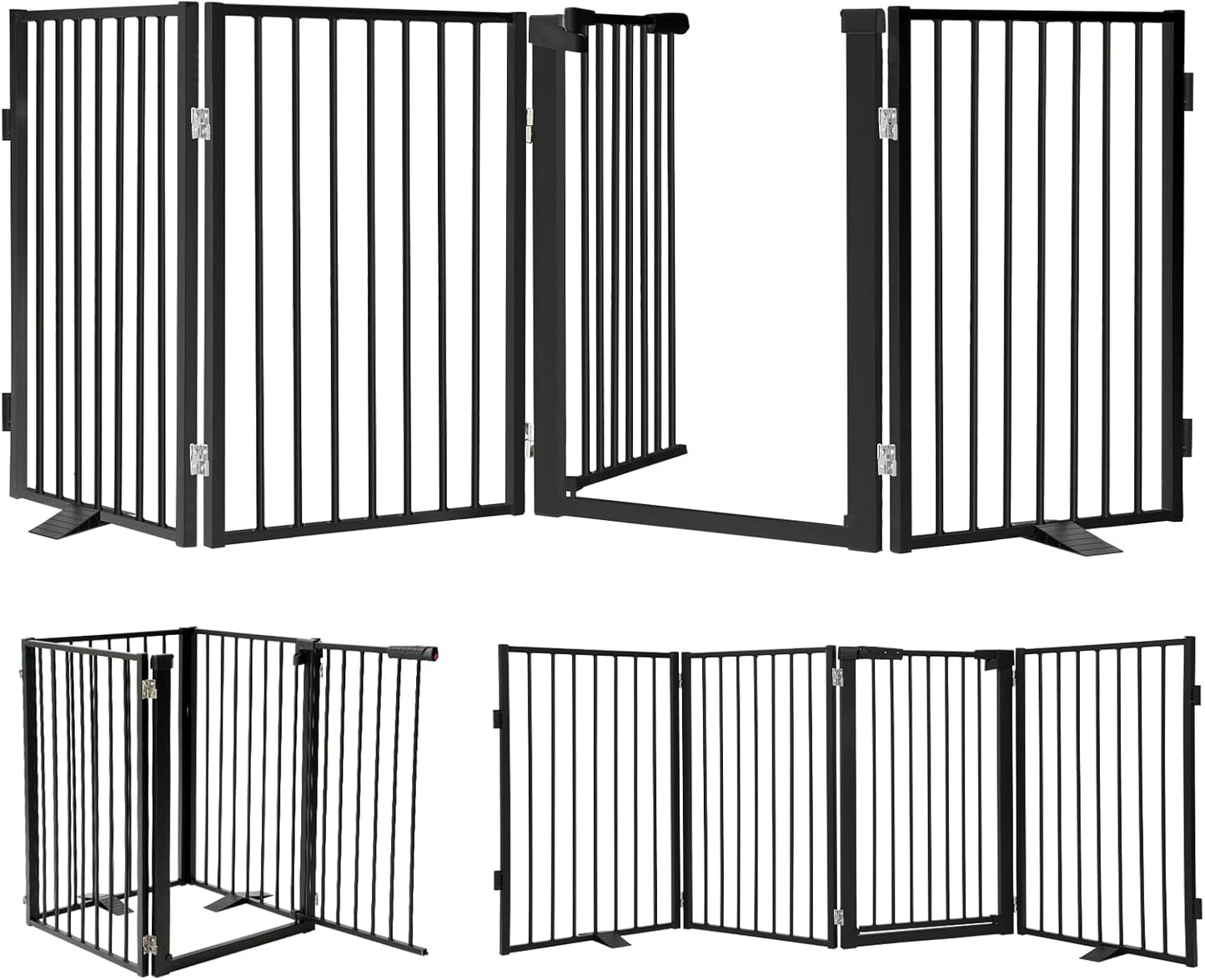 Snagle Paw Full Metal Freestanding Dog Gate,Indoor Dog Gate with Floor Protect Support Feet, 40x24 Inches Foldable Dogs Barrier for Stairs, Hallways and Doorways (24'' H 2 Panel, White