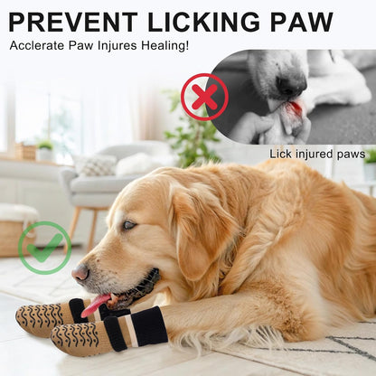 BEAUTYZOO Dog Socks to Prevent Licking Paws -Dog Shoes for Hot Pavement & Hardwood Floors Anti Slip, Traction Control Boots & Paw Protectors with Double Side Grips for Small Medium Large Senior Dogs