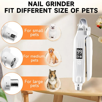 2 in 1 Dog Nail Clippers an Nail Grinder Pet Trimmers for Dogs Cats Claw Nail Care Tool USB Rechargeable Dogs Nail Trimmer with LED Lights and Storage Bag Low Noise Pet Electric Grinder
