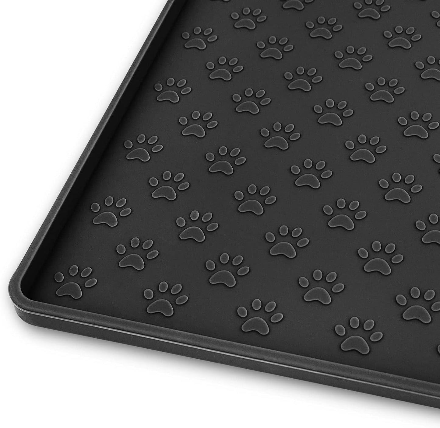 Ptlom Pet Placemat for Dog and Cat, Mat for Prevent Food and Water Overflow, Suitable for Small, Medium and Big Pet, 18" 12", Grey, Silicone