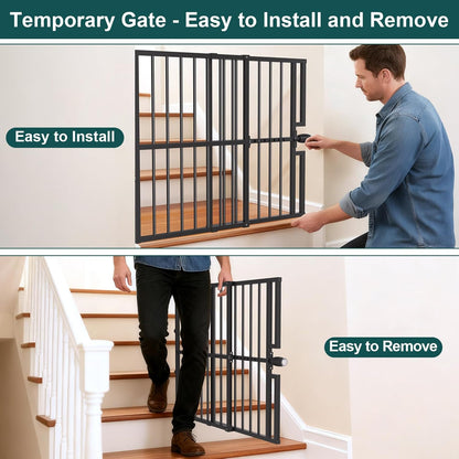 10-Second Quick Install Pressure Mounted Dog Gate for Pets and Kids,Adjustable 29'' to 43'' Wide Metal Pet Gate for Doorways Stairs,No Drilling,Expandable,30'' Tall Indoor Portable Safety Baby Gate