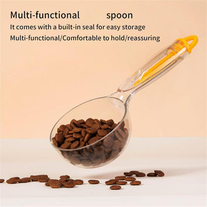 Peiiwdc Pet Food Scoops and Sealing Clip with Ergonomic Nonslip Handle for Dry Kibble Storage Cats and Dog Food Measuring Scoops