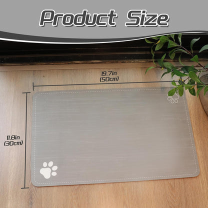 Le courant Dog Cat Feeding Mat,Water Absorbent, Non Slip Placemat for Pets Bowl and Water,100% Waterproof Feeding Mats for Multiple Breeds.Grey.Bone Printing