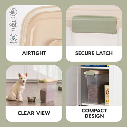 IRIS USA Dog Food Storage Container, Airtight Lid, 2-Cup Scoop, Up to 13 Pounds Pet Food Storage, Versatile Pet Food Bin, Treats, BPA Free, Gray/Dark Gray