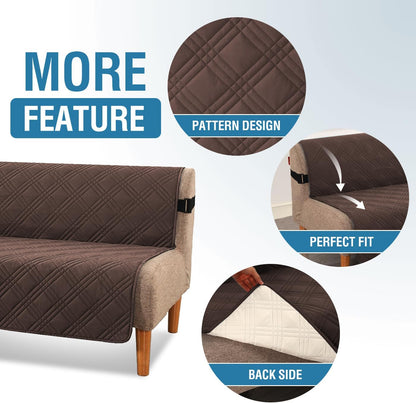 H.VERSAILTEX 100% Waterproof Slipcovers for Couches and Sofas Modern Pet Couch Cover Thick Soft Furniture Protector with Elastic Straps(Sofa, Lily Pad/Beige)