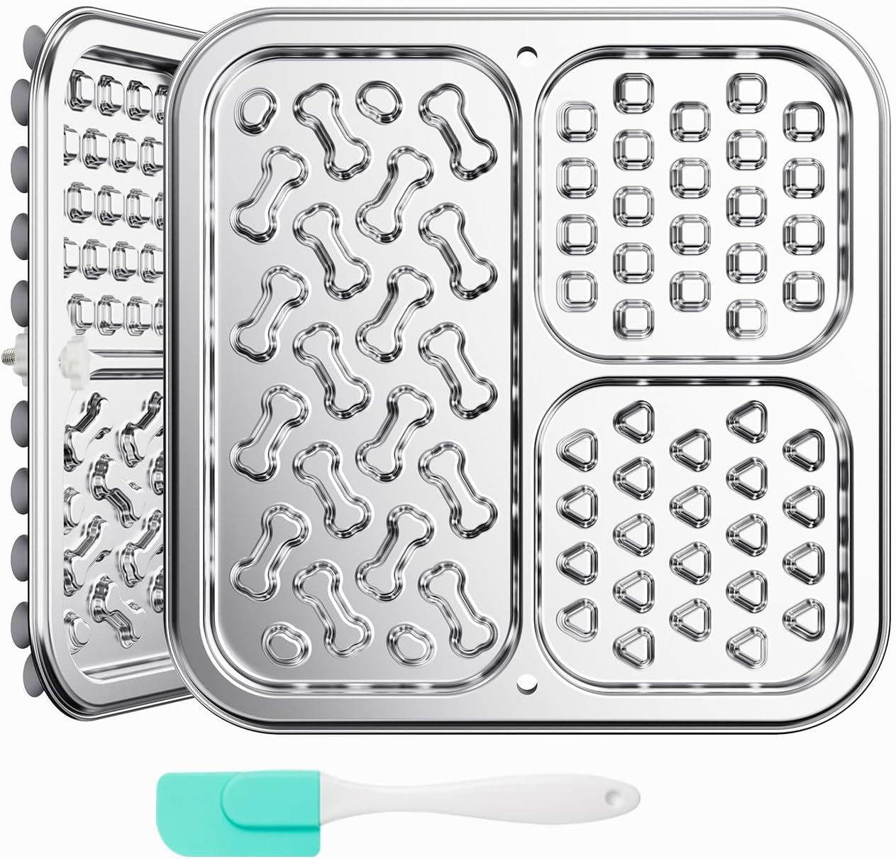 Stainless Steel Lick Mat for Dogs & Cats, Dog Lick Mat with Suction Cups & Crate Mount, Chew-Proof Slow Feeder with 3 Textured Zones for Calm Feeding & Anxiety Relief [1Pack]