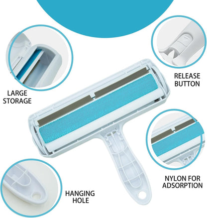 Roller Pet Hair Removal Tool, Portable Detachable Handle Reusable Lint Roller for Cat & Dog Hair on Car, Furniture, Couch, Carpet, Rugs
