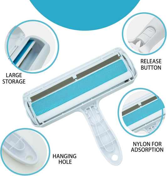 Roller Pet Hair Removal Tool, Portable Detachable Handle Reusable Lint Roller for Cat & Dog Hair on Car, Furniture, Couch, Carpet, Rugs