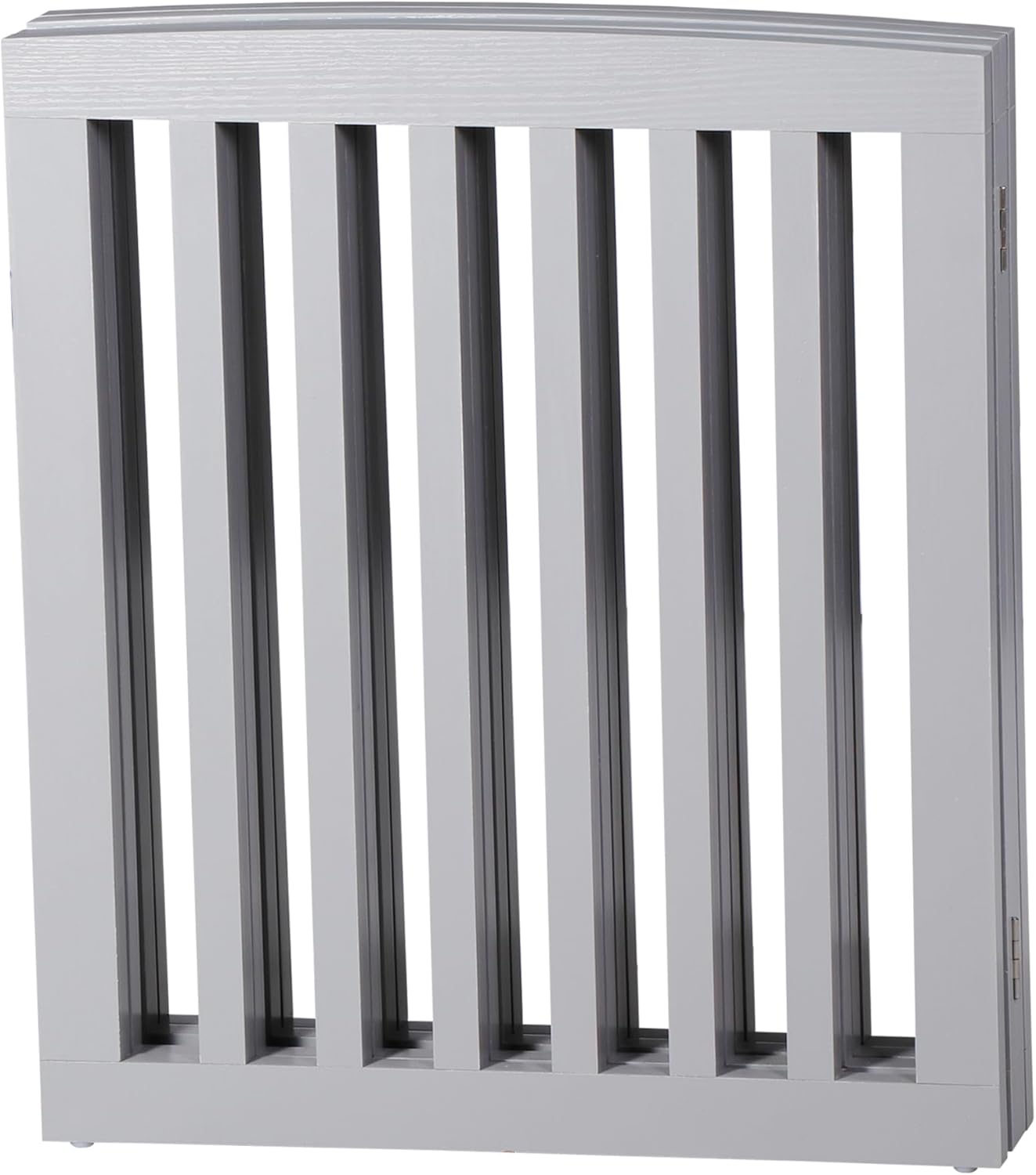 Freestanding Dog Door Indoor Folding Puppy Gate for Doorways Stairs 4-Panel Wood Pet Safe Barrier Fence for Hallways, Gray