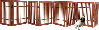 Urnporium Freestanding Wooden Dog Gate for Doorways – Foldable Acacia Wood Pet Gate, No Drill Portable Indoor/Outdoor Puppy Fence Barrier (White Pet Gate, 3 Panel 24" Tall)