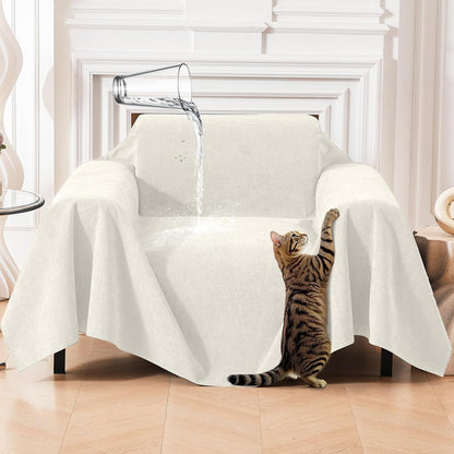 Deep Dream Cat-Scratch Resistant Couch Cover, Waterproof Sofa Cover for 3 Cushion Couch Washable, Pet Friendly Couch Protectors Anti Slip Thickened Love Seat Slipcovers for Pets, 71" x 118", Dark Grey