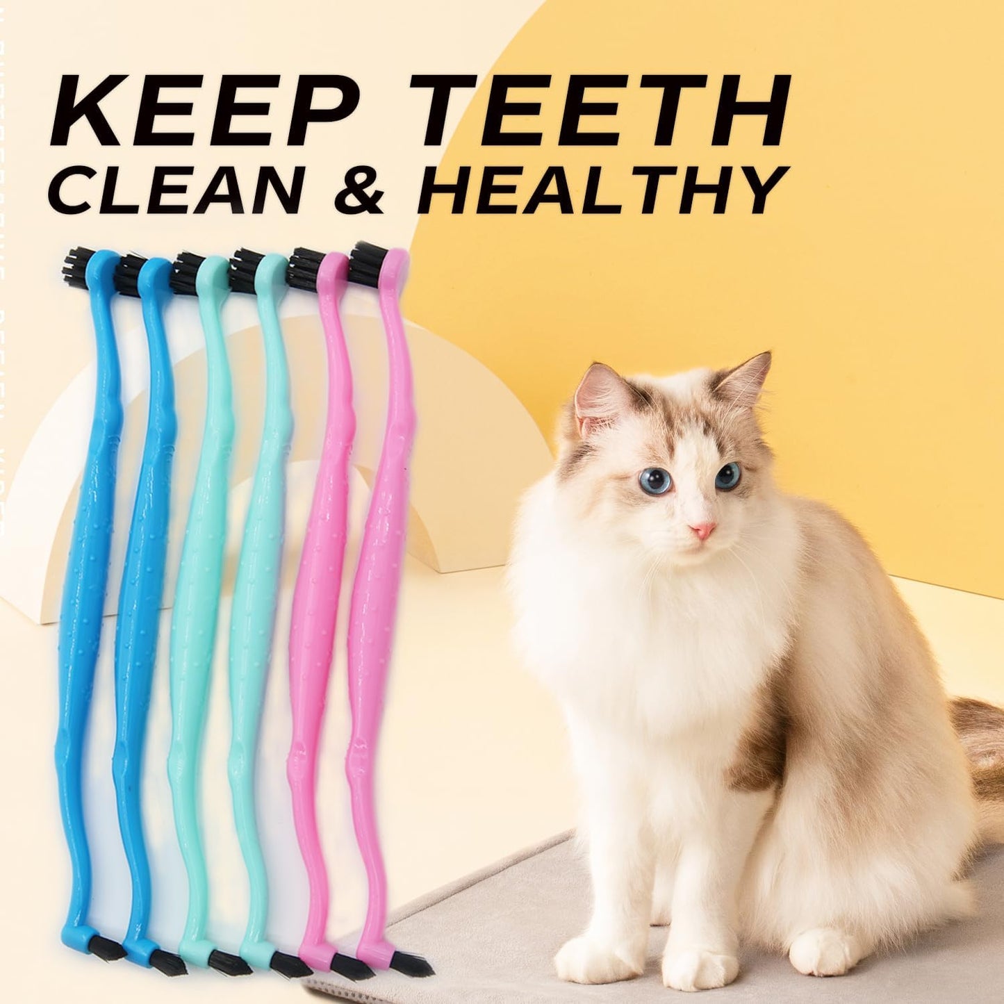 Dual Sided Cat Toothbrush Dog Toothbrush Finger Brush Micro Head, Suitable for Small to Large Dogs & Cats (White, Small)