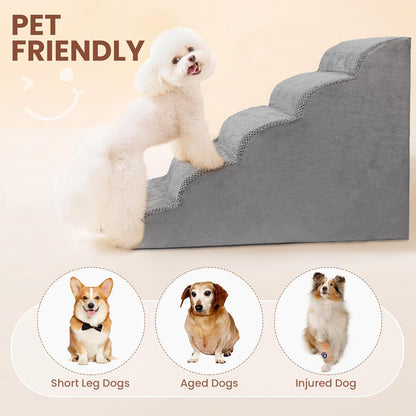 Dog Stairs for Small Dogs, 3 Tiers High Density Foam Dog Ramp, Extra Wide Non-Slip Pet Steps for High Beds Or Couch, Soft Foam Doggie Ladder for Dogs Injured, Older Pets, Small Cats