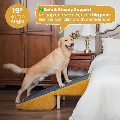 3-in-1 Dog Ramp 18.9"×17.7"×18.9" with Storage – Pet Stairs for Senior & Injured Dogs & Cats, Hidden Storage Footstool, Ottoman Anti-Slip, Supports 220 lbs for Beds & Sofas (Blue-pro)