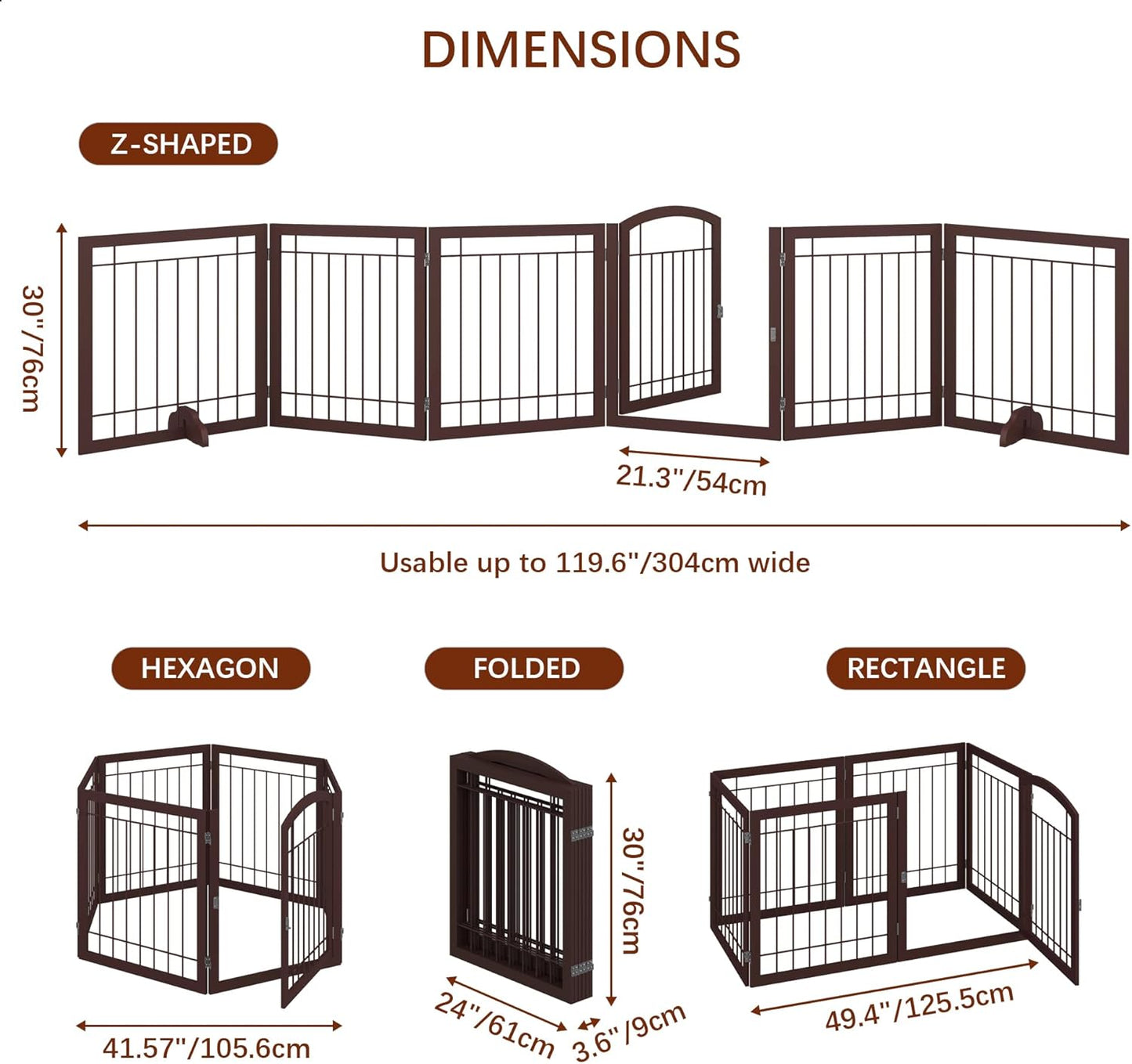 JSB 72-inch Extra Wide 28-inch Tall Dog gate, Freestanding Pet Gate for Halls, Stairs & Home, Pet Puppy Safety Dog Fence with 2PCS Support Feet (Black)