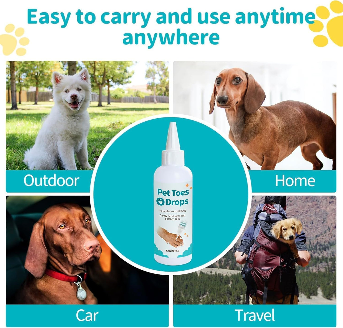 Dog Paw Cleaning Solution,3.4 FL Oz Pet Paw Cleaner,Dog Paw Cleaner, Pleasant Smell Dog Foot Cleaner, Deep Clean Paw Cleaner for Dogs and Cats,No Rinse Dog Paw Washer