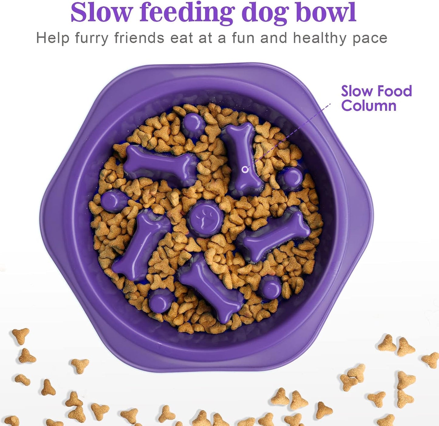 UPSKY Slow Feeder Dog Bowl Anti-Chocking Slower Feeding Pet Puzzle Bowls, Interactive Bloat Stop Dog Food Dishes Non-Slide Dogs Lick Treat for Small Medium