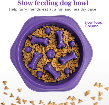 UPSKY Slow Feeder Dog Bowl Anti-Chocking Slower Feeding Pet Puzzle Bowls, Interactive Bloat Stop Dog Food Dishes Non-Slide Dogs Lick Treat for Small Medium