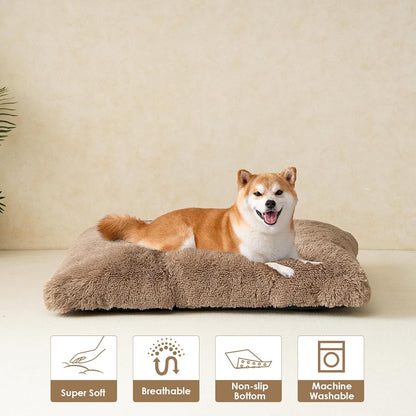 EHEYCIGA Fluffy Dog Crate Bed for Medium Dogs, Plush Faux Fur Crate Pad, Calming Anti Anxiety Medium Dog Bed, Washable Soft Warm Crate Mat with Non-Slip Bottom