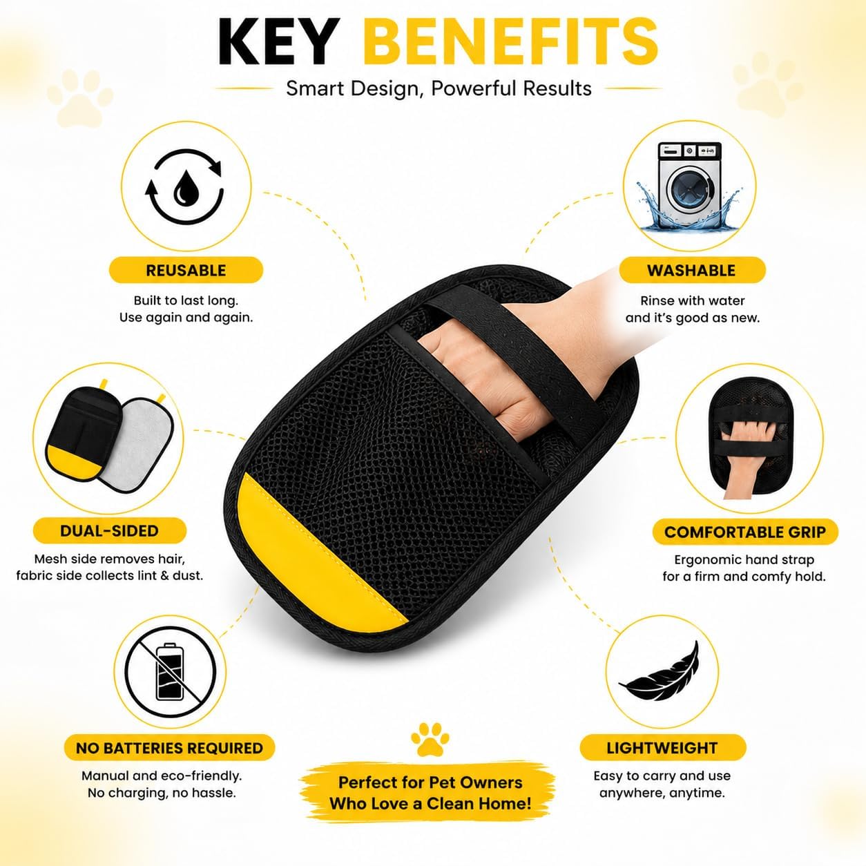 Pet Hair Remover Glove for Dogs & Cats – Reusable Fur Cleaning Mitt for Couch, Carpet, Furniture & Clothes – Easy Lint & Hair Removal Tool