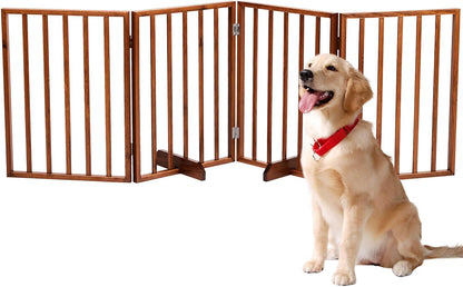 72" Wooden Foldable Dog Gate, Extra Wide Freestanding Pet Gate, No Drilling Required No Assembly, Sturdy & Stable Dog Gate Indoor for Doorways, Easy to Fold and Store, Ideal for Home Use, 4 Panels