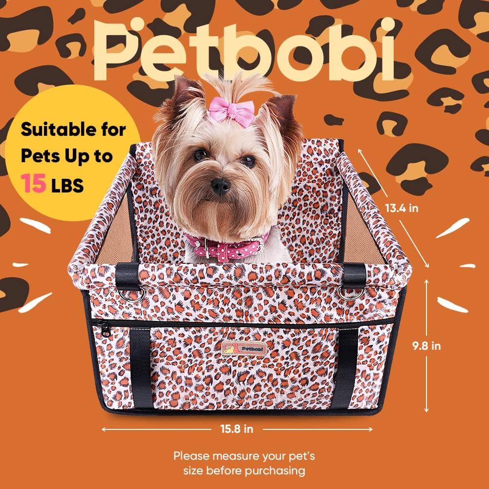 Petbobi Small Dog Car Seat, Dog Car Booster Seat for Small Medium Dogs 5-15 lbs, Foldable Front Seat Safety with Sturdy PVC Tube Frame, Breathable Mesh, Grey