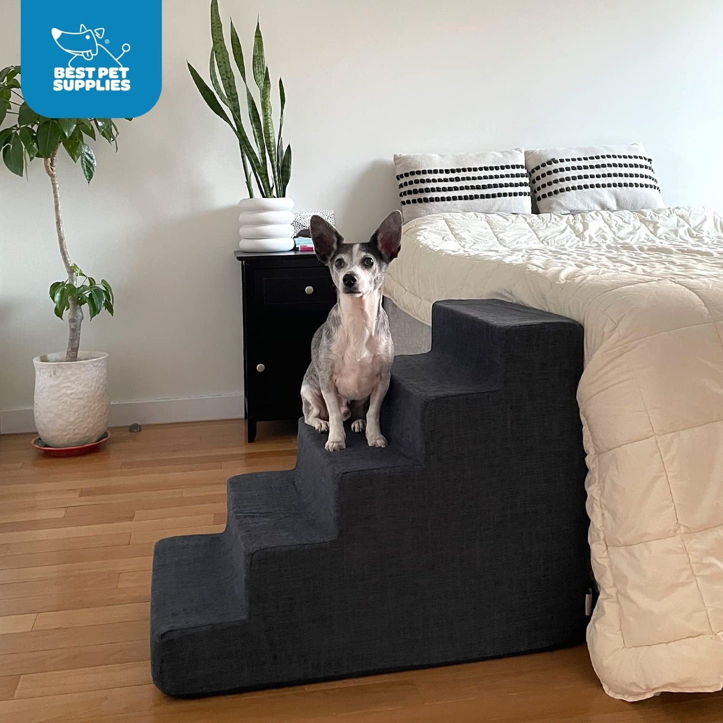 Best Pet Supplies Dog Stairs & Steps - Foam Steps for Small Dogs & Cats, Non-Slip Indoor Balanced Pet Step Support, Dog Ramp, No Assembly, Pale Teal, 3-Step (13.5-inch Height)