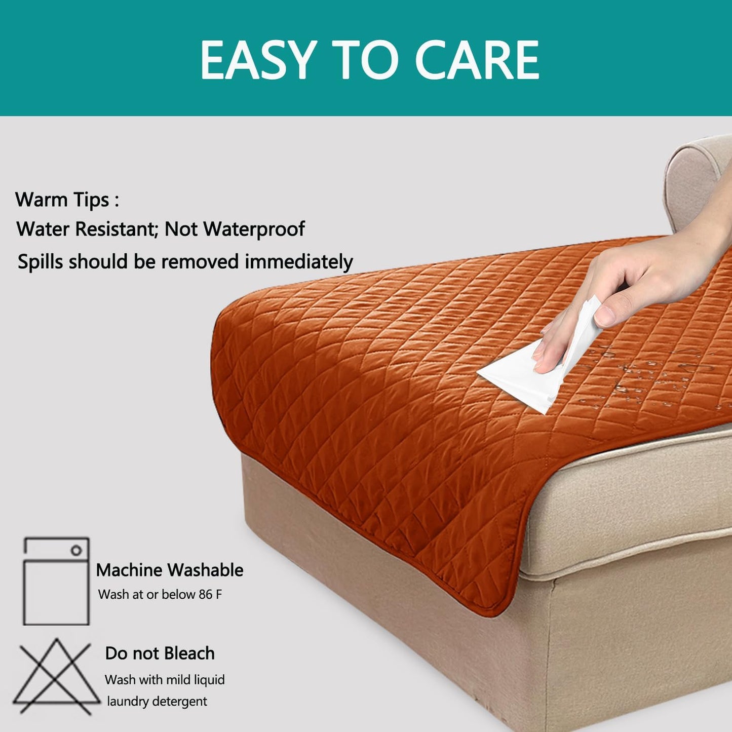 U-NICE HOME Reversible Sofa Cover Washable Couch Cover for Dogs Friendly with Elastic Straps Water Repellent Furniture Protector for 3 Cushion Couch (Sofa, Coffee/Beige) - Colors A