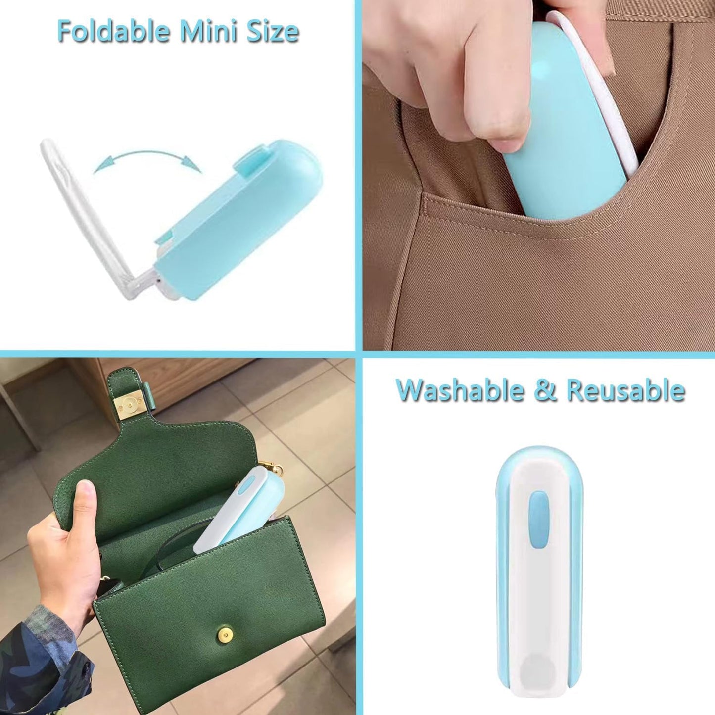 Reusable Washable Lint Roller 4 Pack, Sticky Gel Lint Rollers, Cat Dog Pet Hair Lint Remver Cleaner for Clothes, Carpet, Travel, 2 Large Roller with Dust Cover and 2 Mini Portable Small Lint Brush