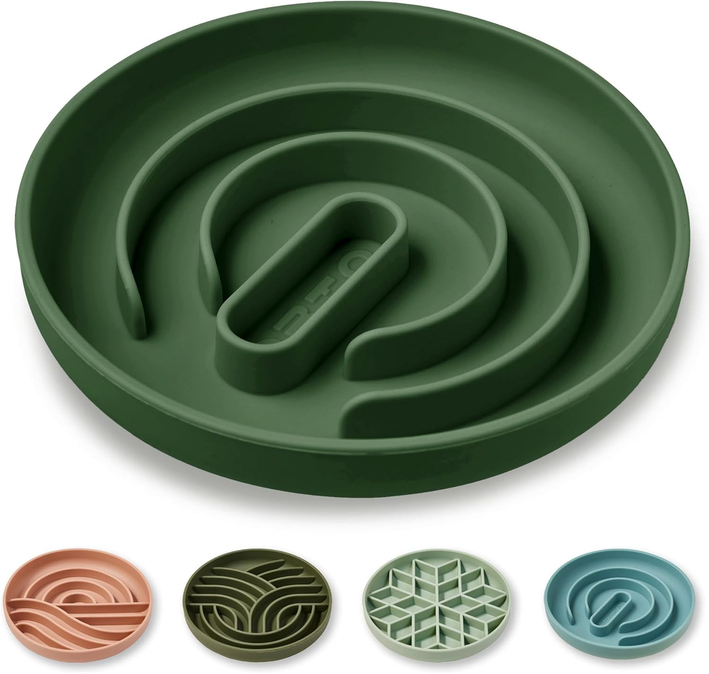 OHMO Slow Feeder Dog& Cat Bowl, Silicone Puppy Cat Food Bowl with Anti-Slip Suction Cup Slow Down Small Dogs Eating, Anti Choking (S-Tree of Life,Sage Green)