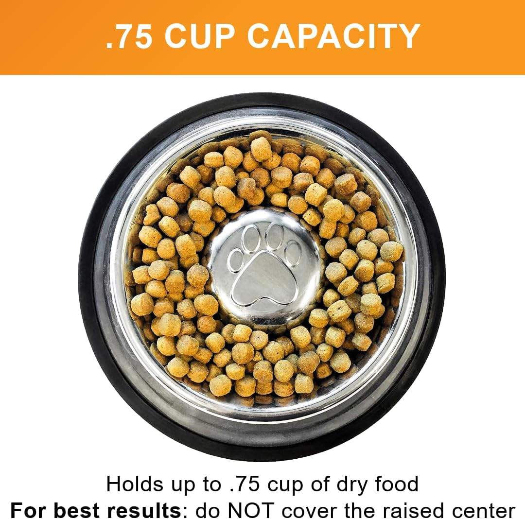 Neater Pet Brands Stainless Steel Slow Feed Dog Bowl for Fast Eating Large Breed, Metal Slow Feeder Dog Bowl Fits in Large Neater Feeders, for Puppy or Dogs (>40 lbs), 3 Cup Food Capacity